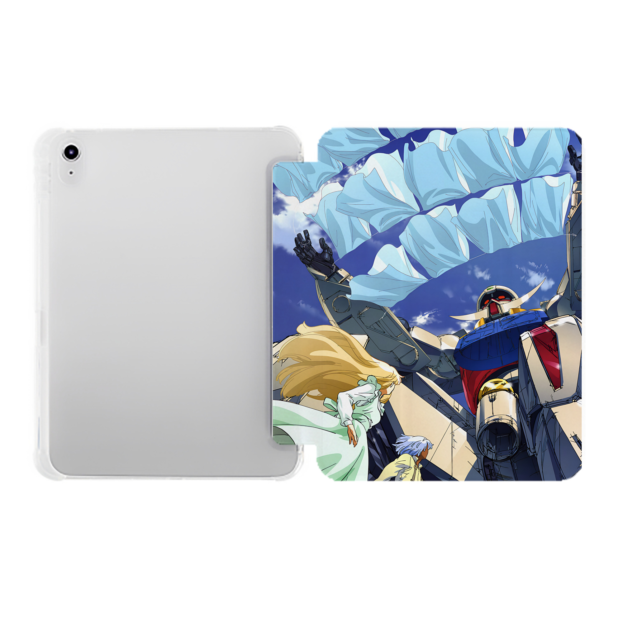 （画像用） 機動戦士ガンダム Mobile Suit Gundam IPad ケース ペン収納付き 三つ折りスタンド PUレザー×シリコン 対応機種9.5/10.5/10.9インチ